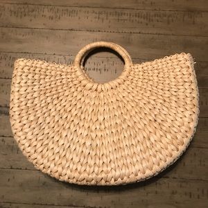 Half moon straw bag